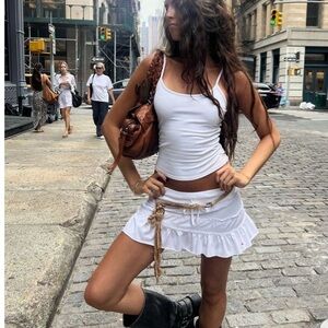 J. Valdi White Micro Mini Skirt Cyber Y2K 00s McBling Era size L beach coverup